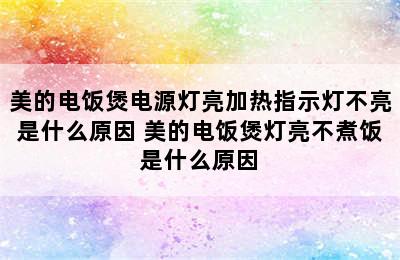 美的电饭煲电源灯亮加热指示灯不亮是什么原因 美的电饭煲灯亮不煮饭是什么原因